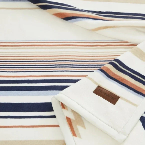 Pendleton Reversible Plush Throw Blanket 50"x70" PolyesterSuede - Savanna Stripe - Picture 4 of 5